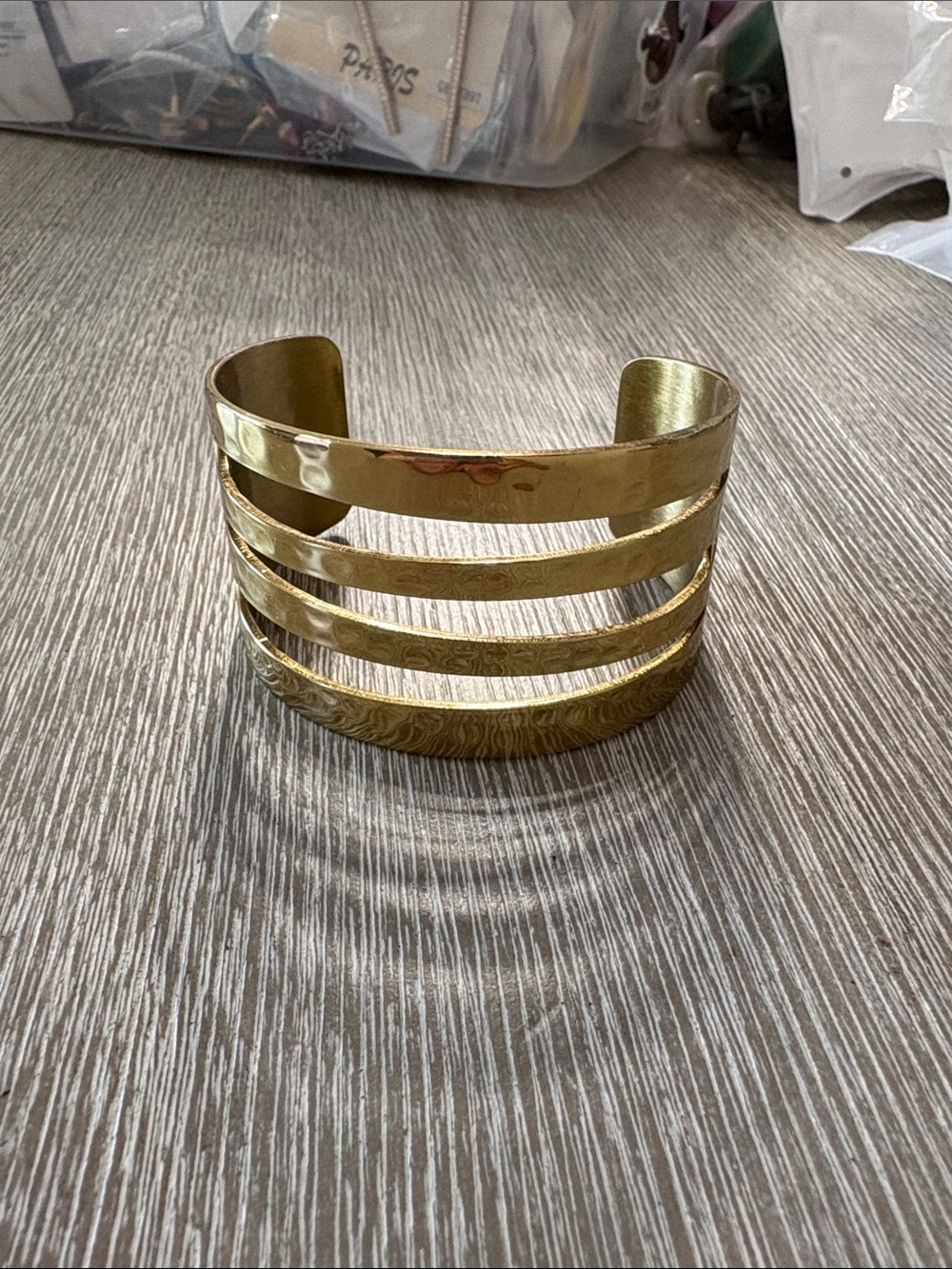 Rustic Cuff Gold Multi-Band Open Cuff Bracelet